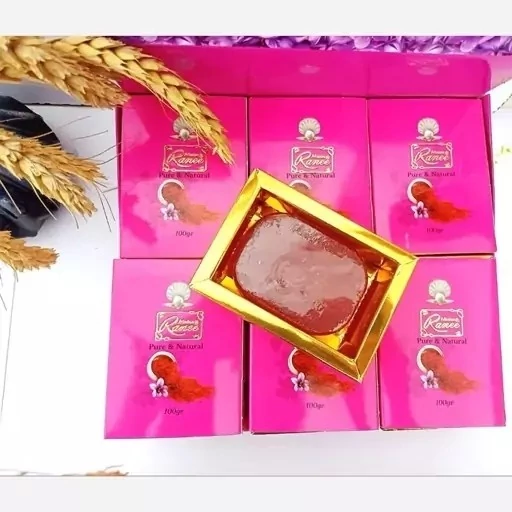 صابون زعفران اصل با خاصیت روشن‌کننده طبیعی، مناسب برای پوست صورت و بدن، تولید شده از زعفران خالص و با کیفیت