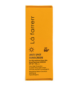 ضد آفتاب اصل لافارر SPF50 بیرنگ و ضد لک، مناسب پوست چرب و آکنهدار، با محافظت بالا در برابر اشعه UV