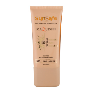 ضد آفتاب کرم پودری و پرایمری اصل سان سیف مدل مکیسان با SPF50، مناسب انواع پوست، دارای پوشش یکنواخت و بافت سبک